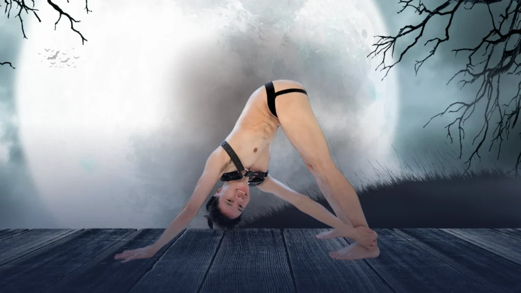 Twisted Downward-Facing Dog Pose - Halloween Yoga Poses